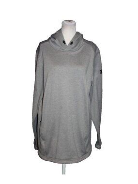 Woman’s Under Armour Cold Gear Gray Fitted Hoodie Longer Length Size Large L